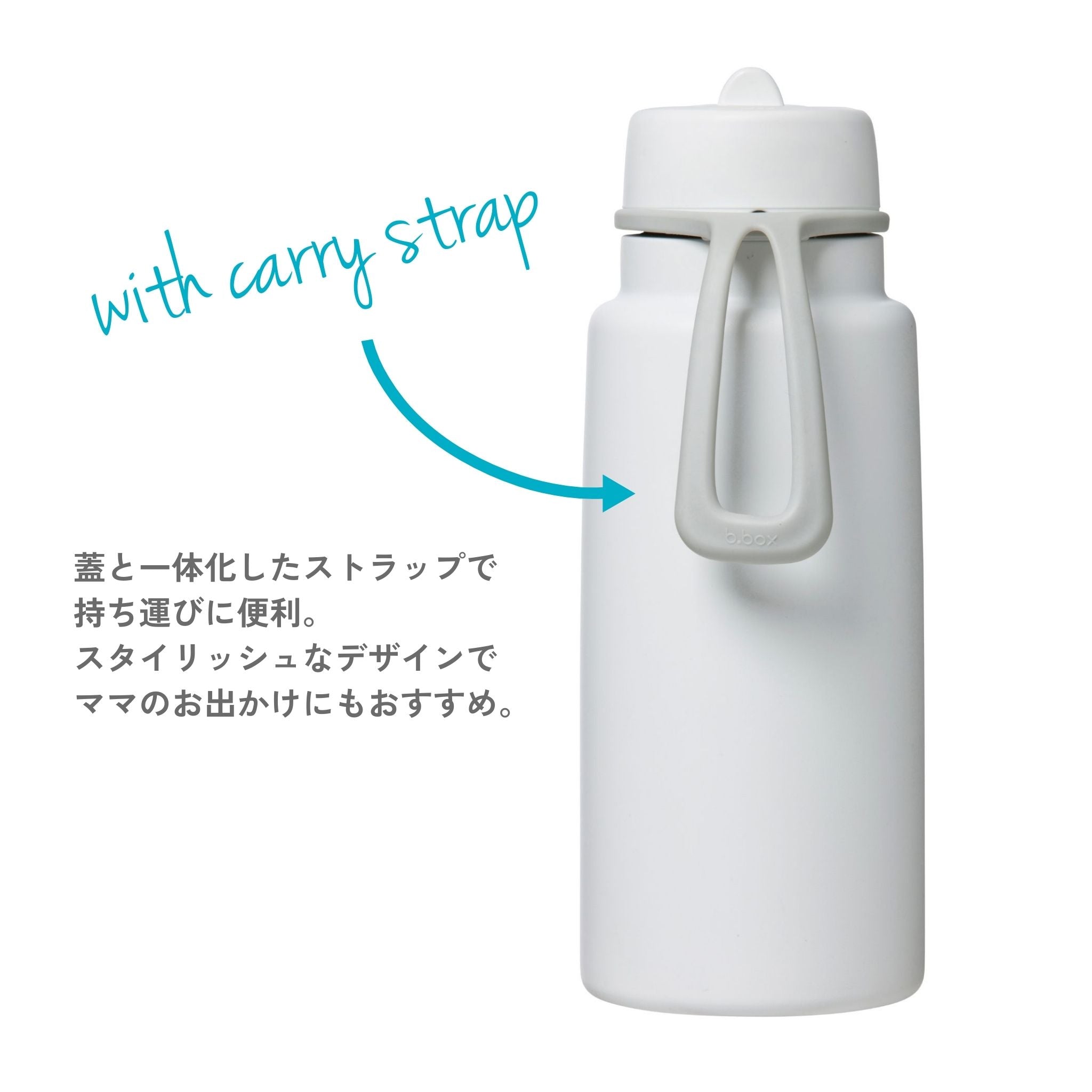 1L Insulated Flip Top Bottle 蓋と一体化したストラップ