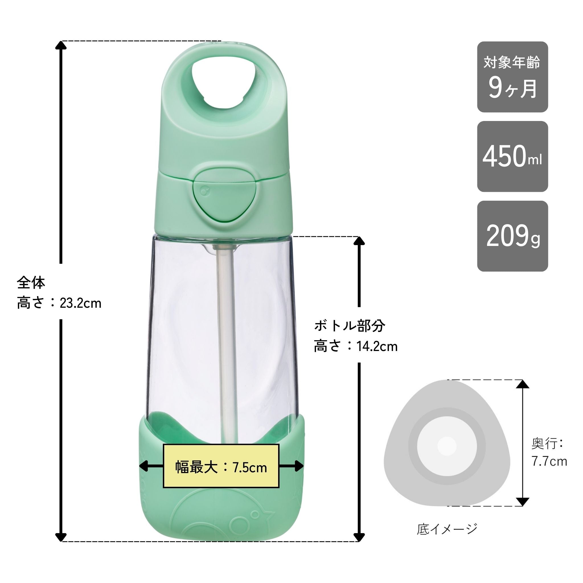Tritan drink bottle 450mlトライタンドリンクボトル - ストロー
