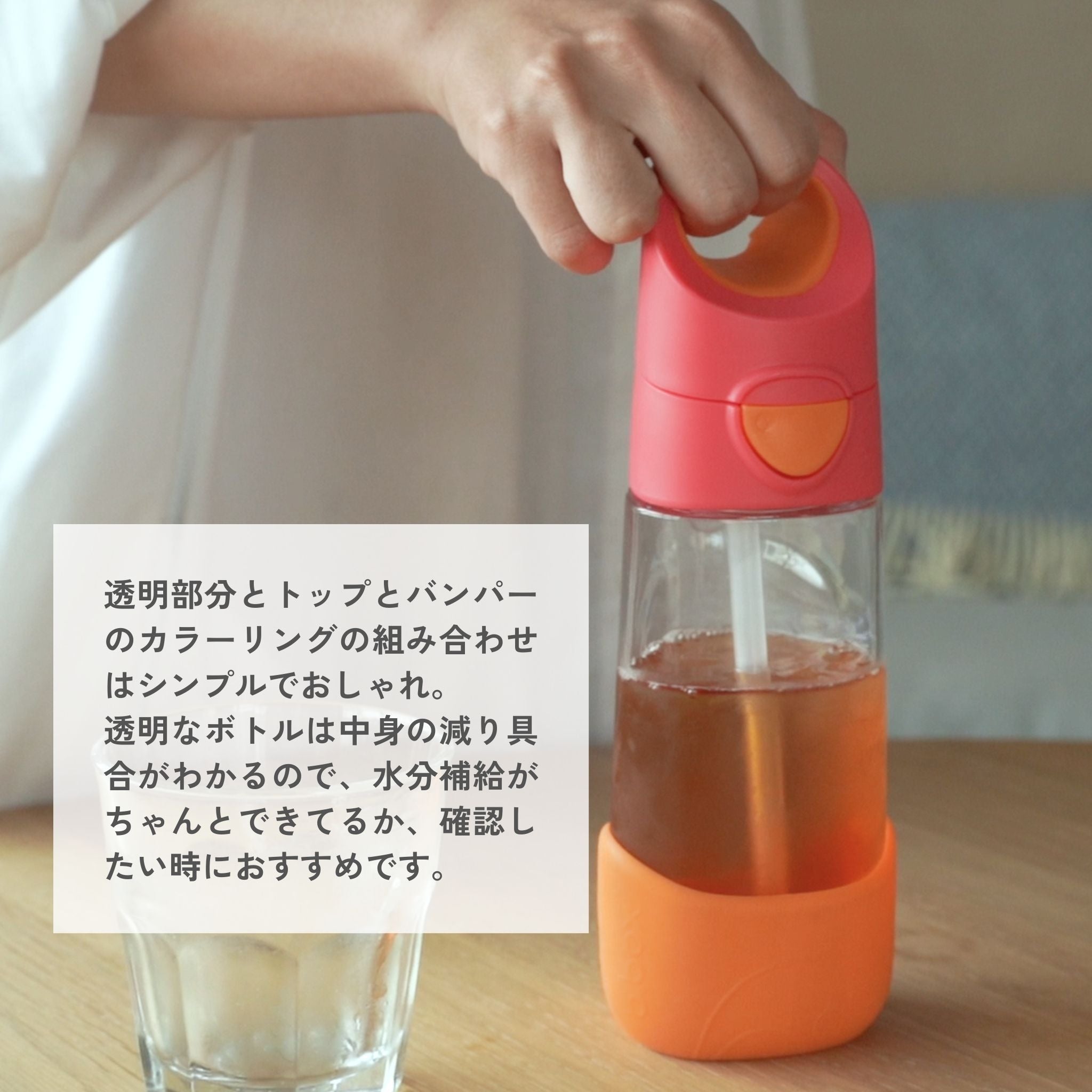 Tritan drink bottle 600ml 透明だから中身の減り具合がわかる