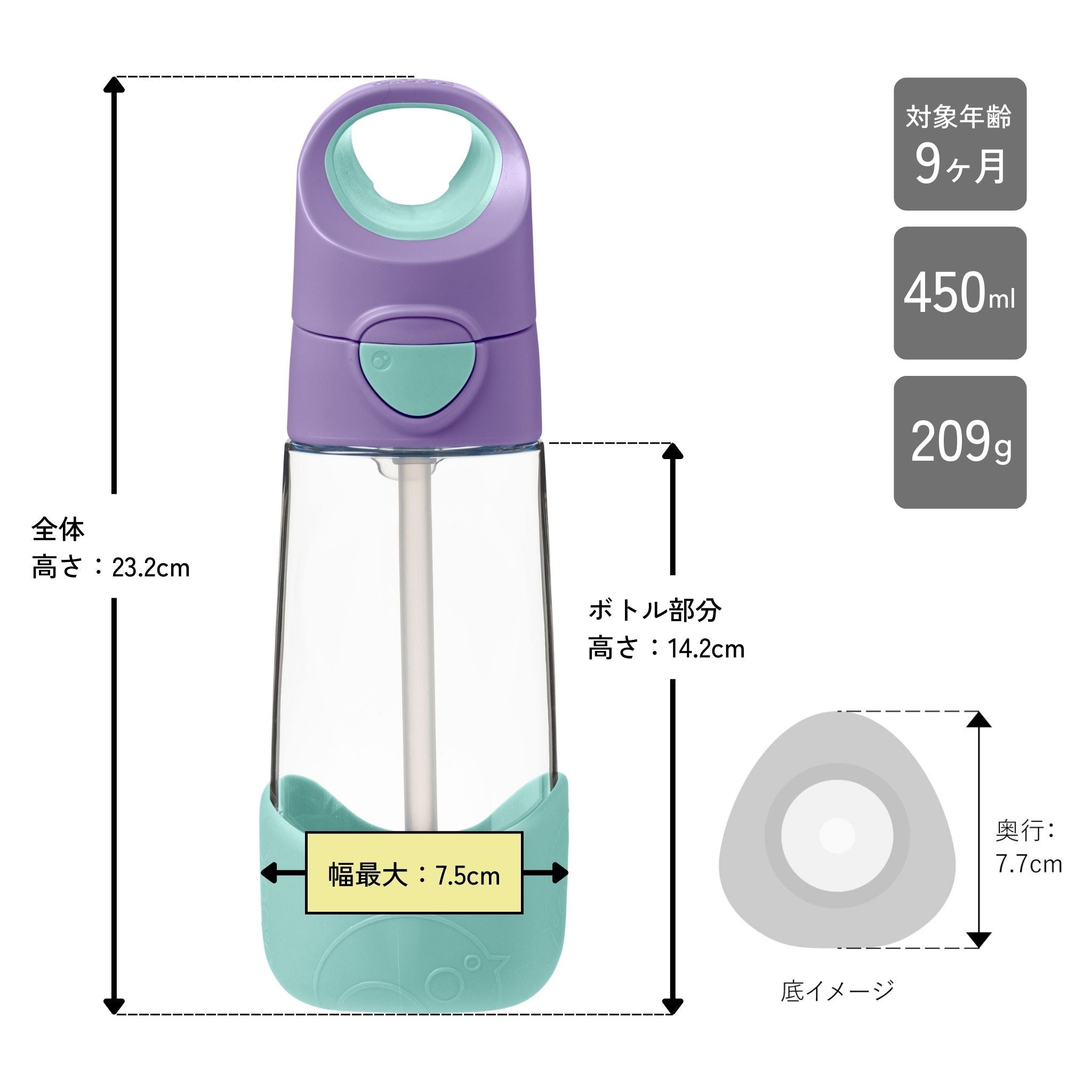 Tritan drink bottle 450mlトライタンドリンクボトル - ストロー